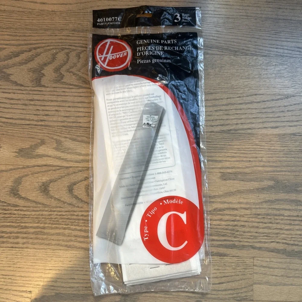 Genuine HOOVER‎ Type C Vacuum Bags – 3 Pack – Model 4010077C – NEW